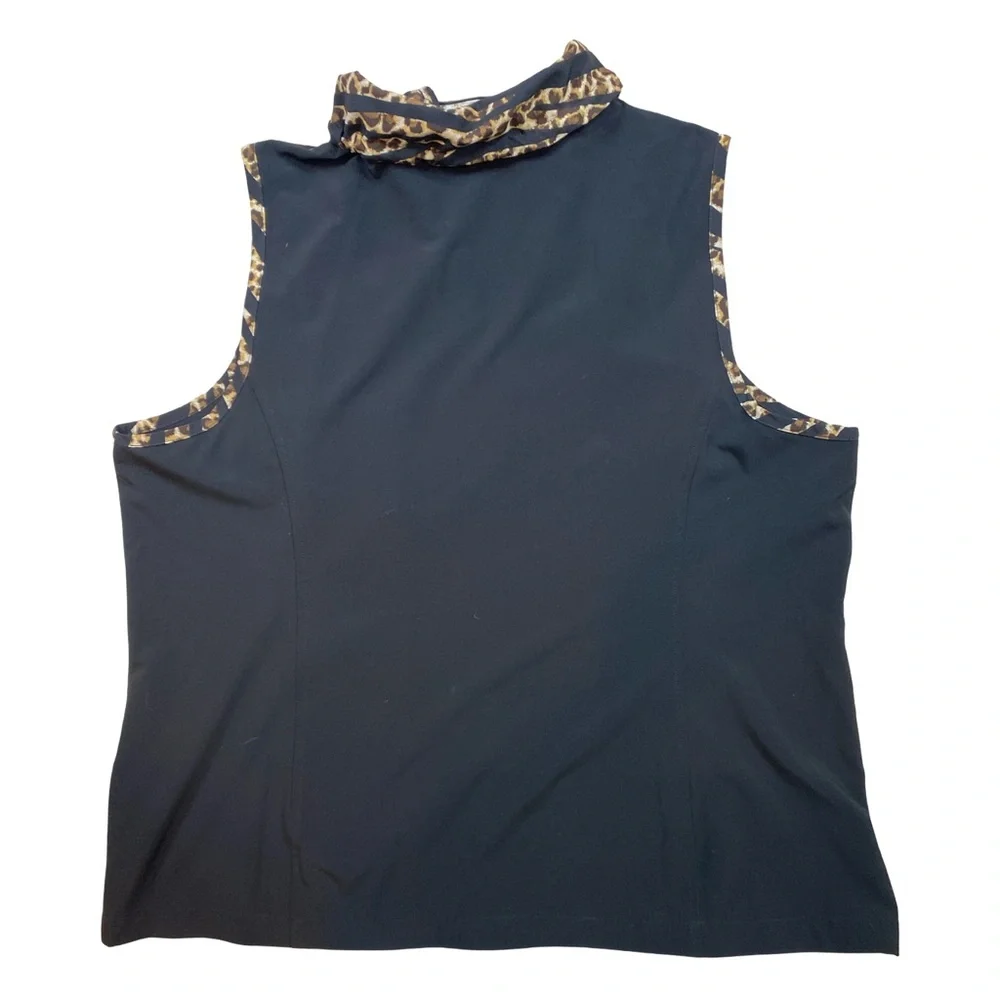 Weekend by Chico’s Size 3 (XL) Leopard Print Vest Black Stretch‎ Lightweight - Picture 4 of 11
